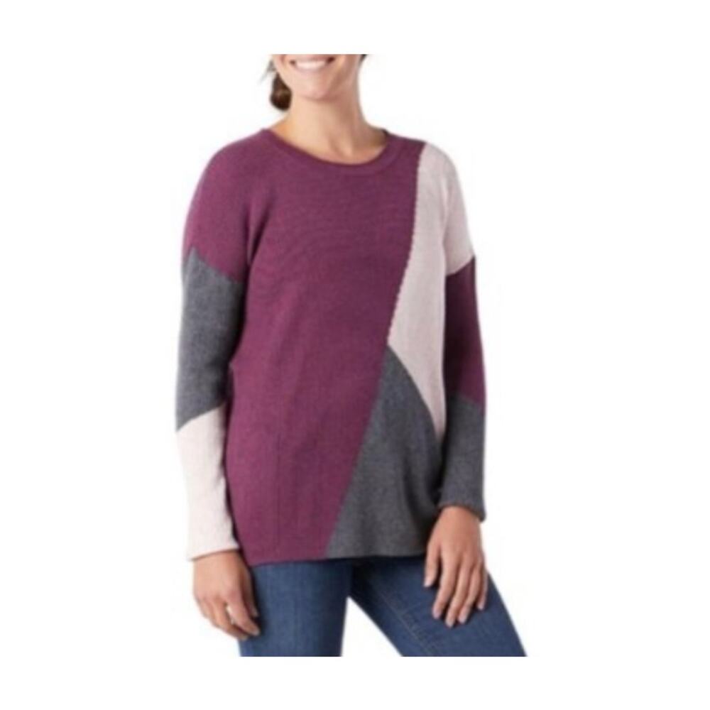 Smartwool Purple Gray Colorblock Wool Sweater